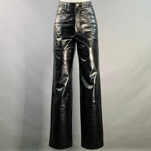 ROTATE Size 2 Rotie Black Faux Leather Snake Embossed Straight Casual Pants